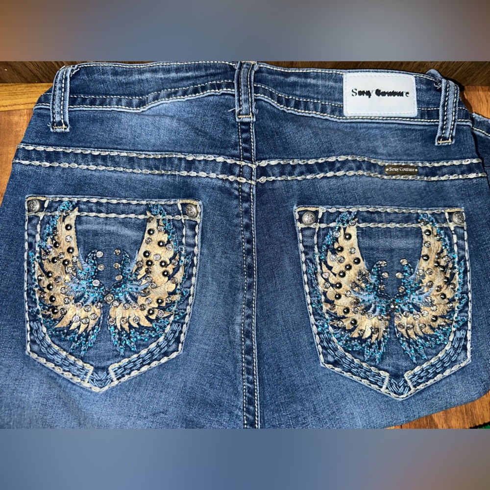 Embellished Blue Denim Jeans